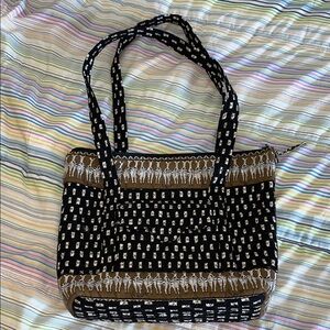 Vera Bradley Black and Brown Zebra Patterned Quilted Tote